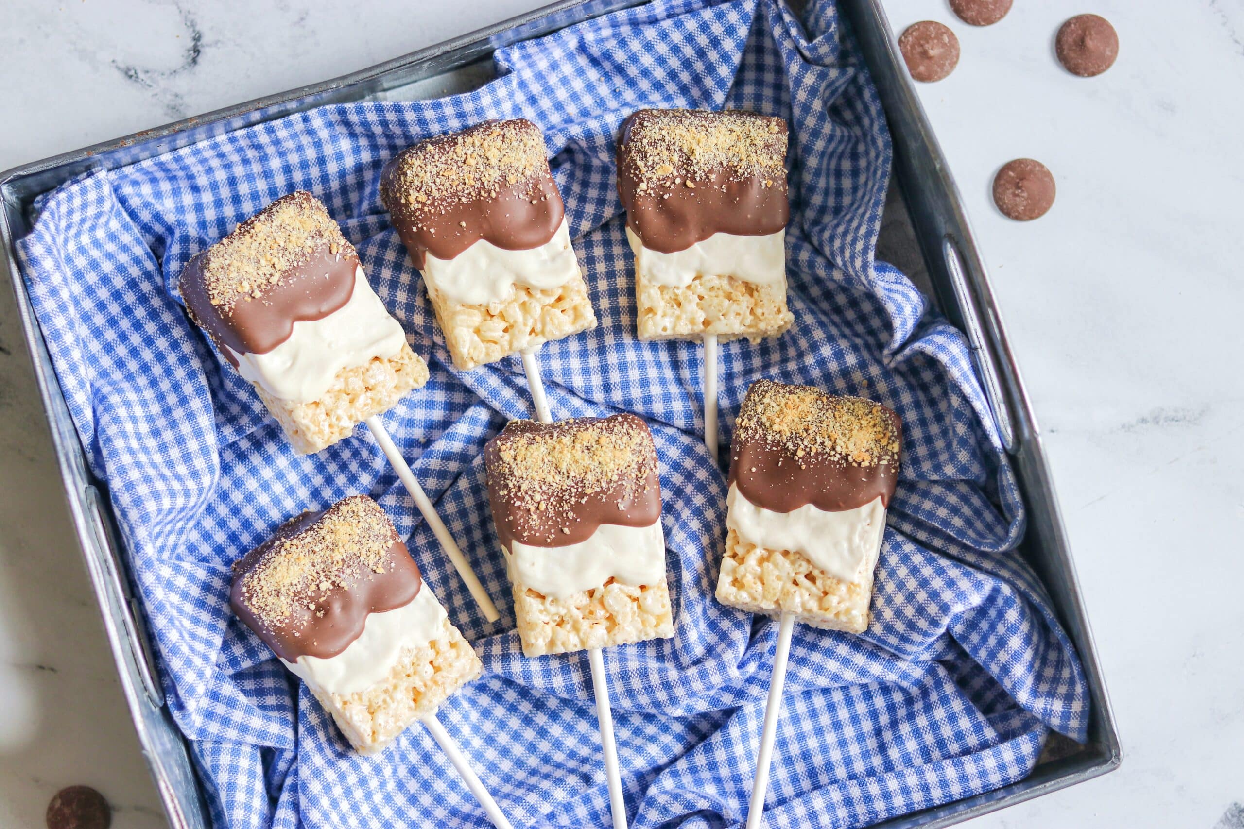 smores rice krispies treat pops