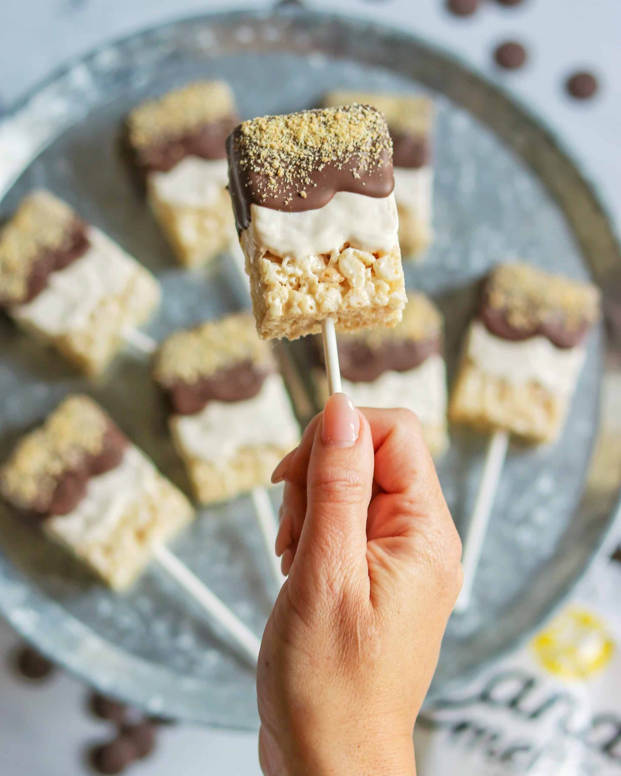 smores rice krispies treats pops