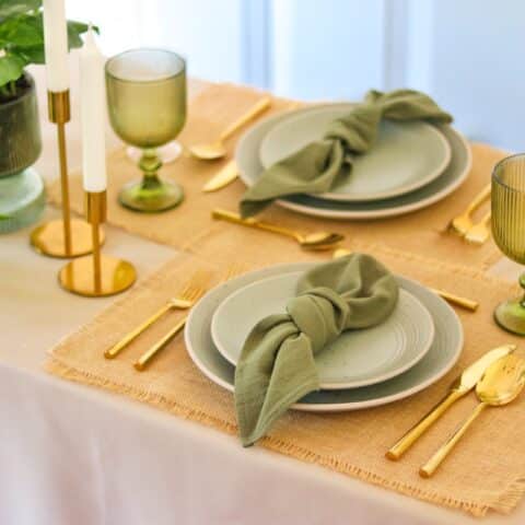 Summer Table Decor Refresh: Natural Gold and Green Tablescape Ideas