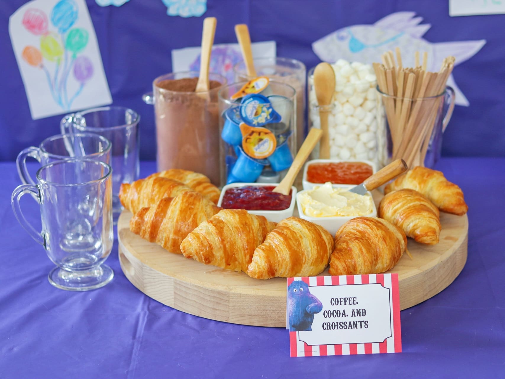 Food Ideas for an IF movie party: coffee cocoa and croissants bar