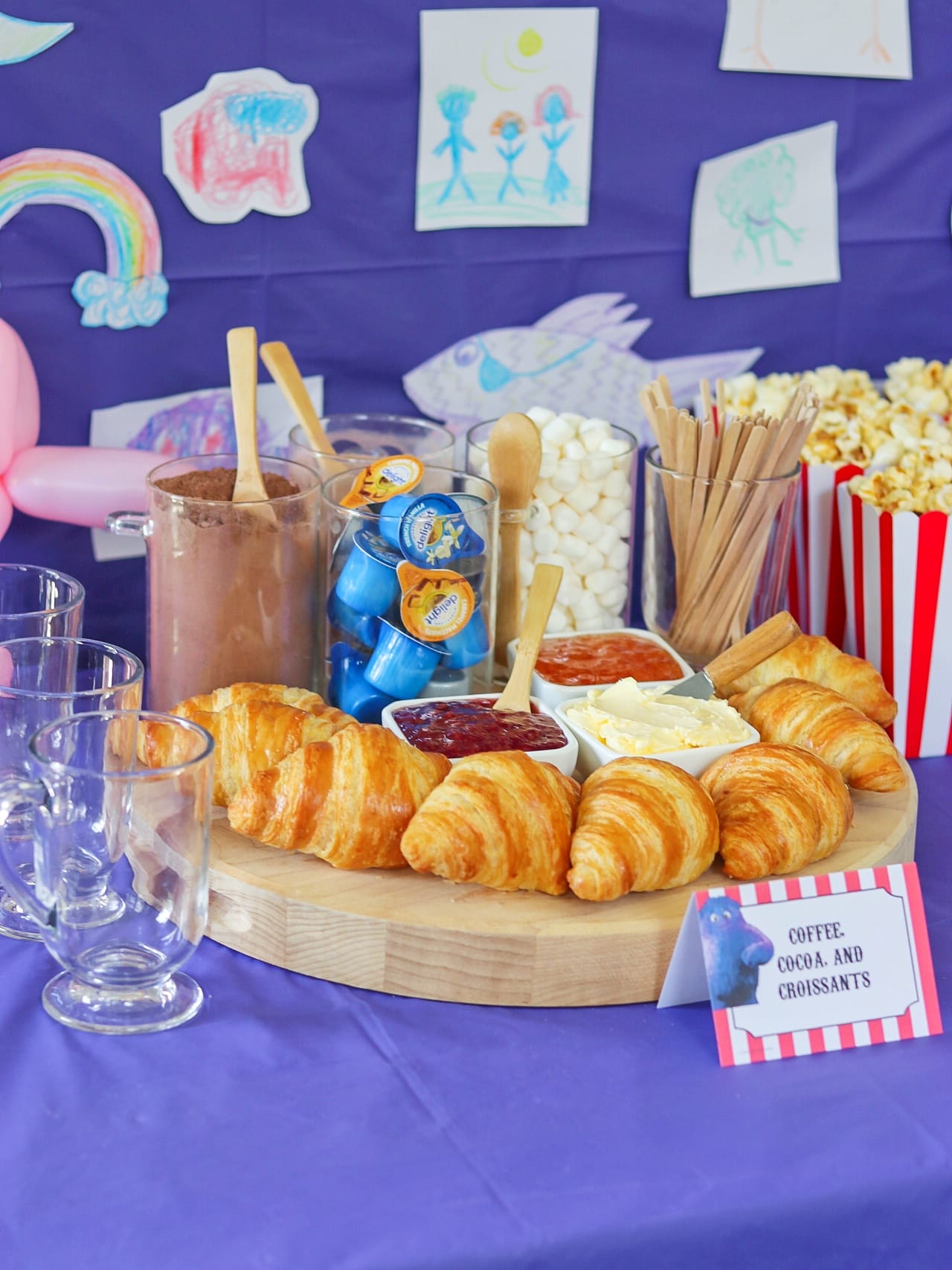 Food Ideas for an IF movie watch party: coffee cocoa and croissants bar