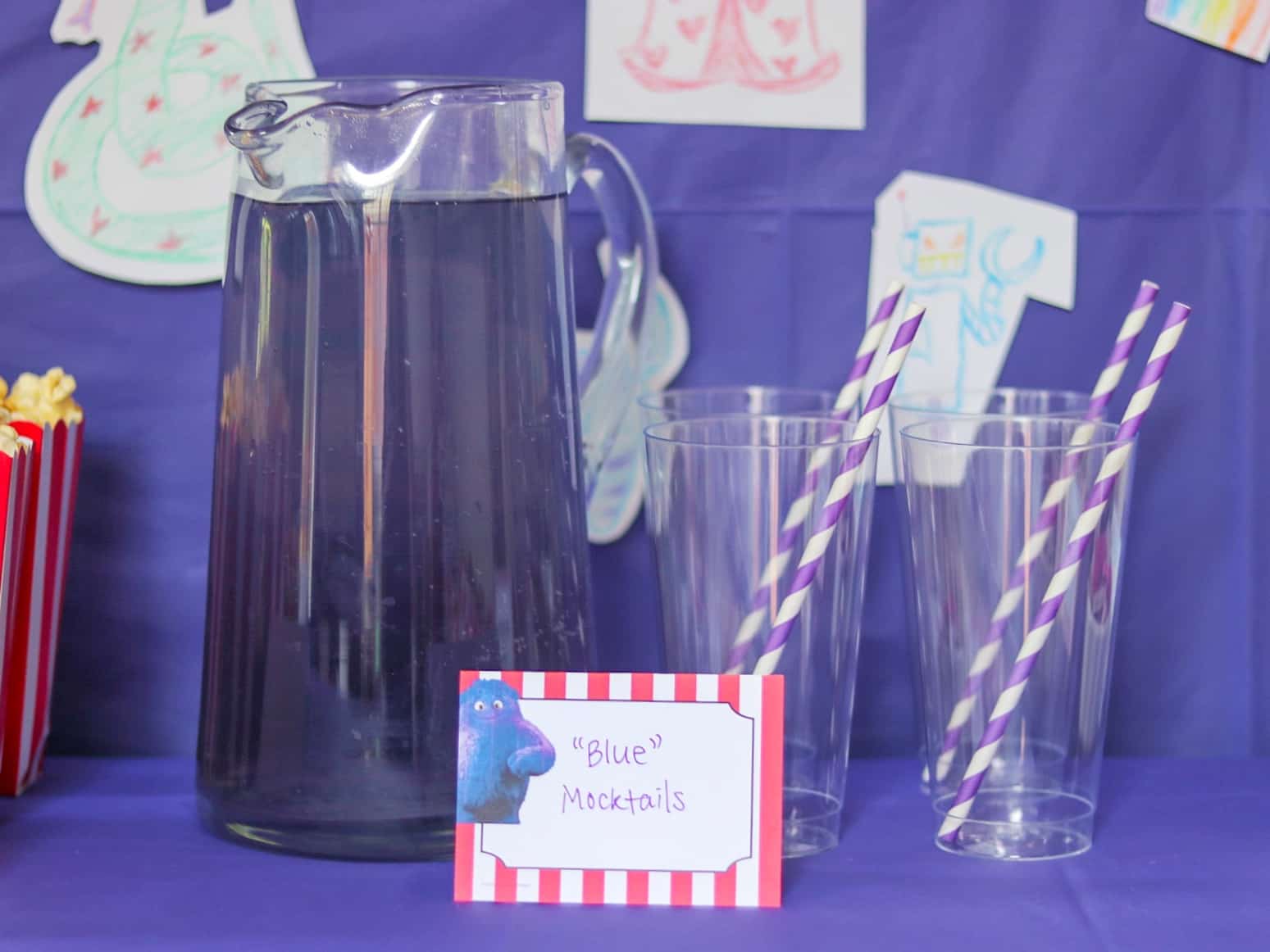 Food Ideas for an IF movie party: Purple "Blue" mocktail