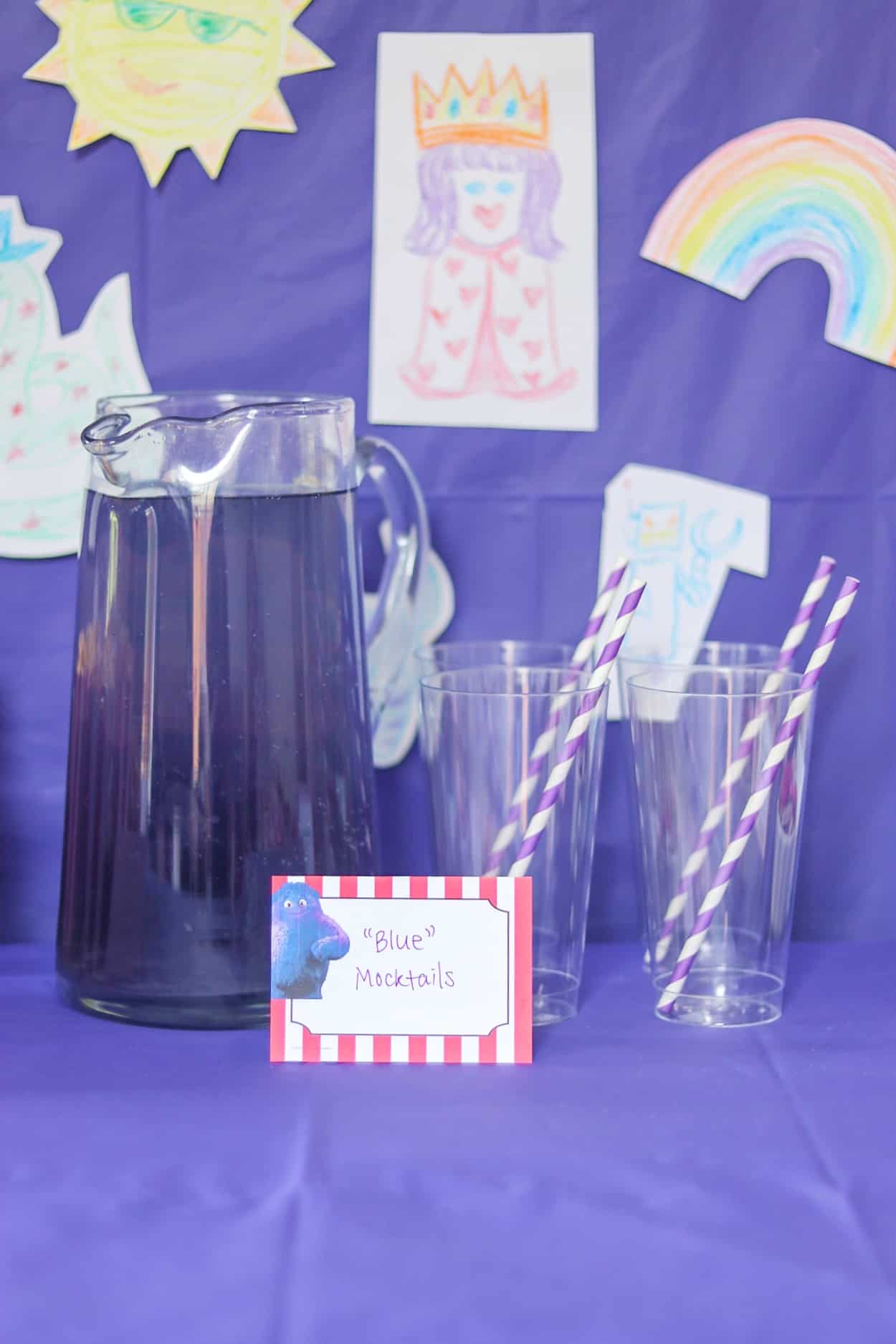 Food Ideas for an IF movie party: Purple "Blue" mocktail