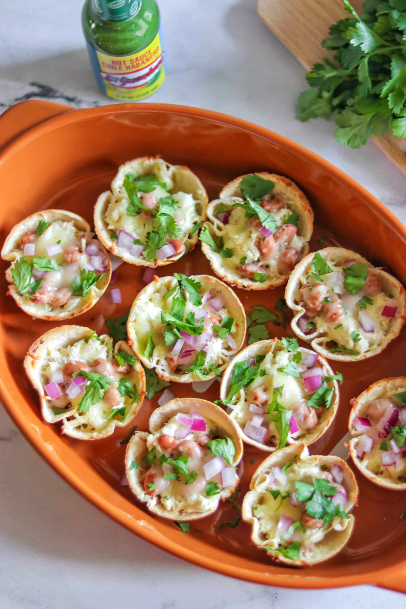 mini taco cups with tortillas
