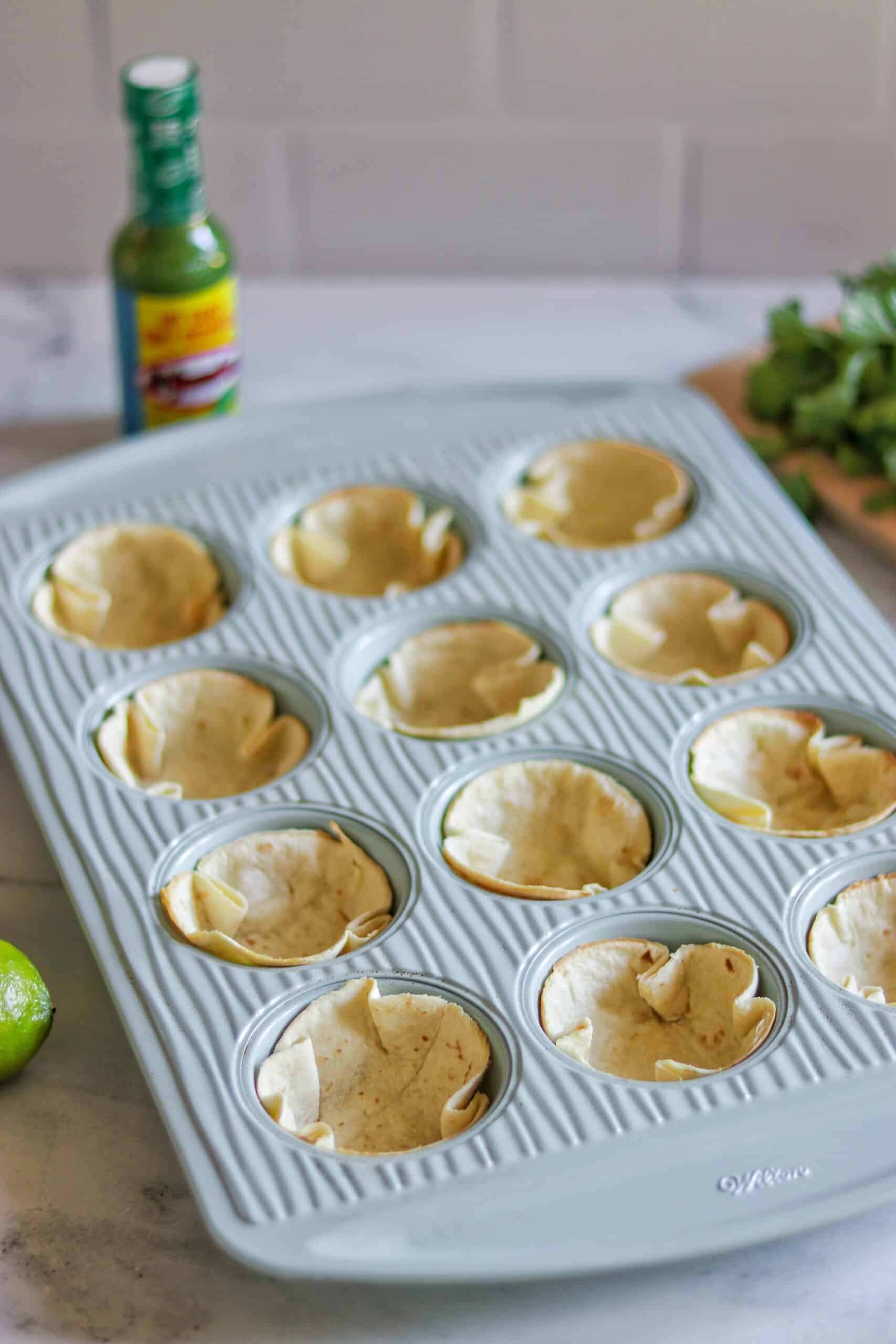 mini taco cups with tortillas