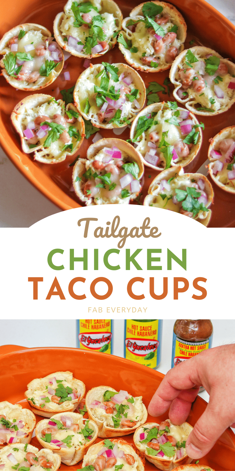 Chicken Taco Cups recipe (mini taco cups with tortillas perfect for tailgates)