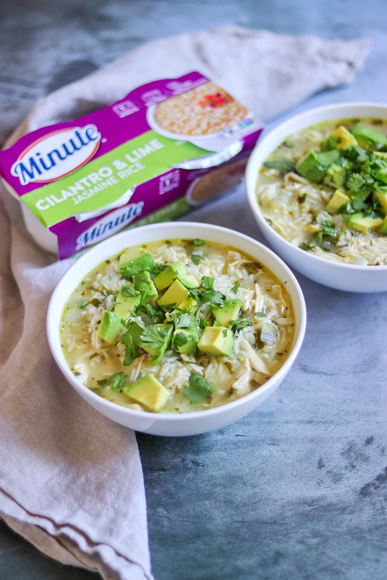 cilantro chicken rice soup with Minute Rice