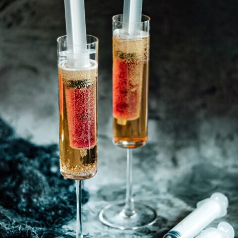 Creepy Cranberry Mockmosa (Halloween Mimosa Mocktail)