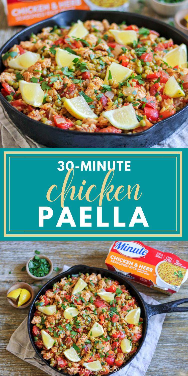 Quick Chicken Paella (30-minute shortcut paella recipe with Minute Rice Cups)
