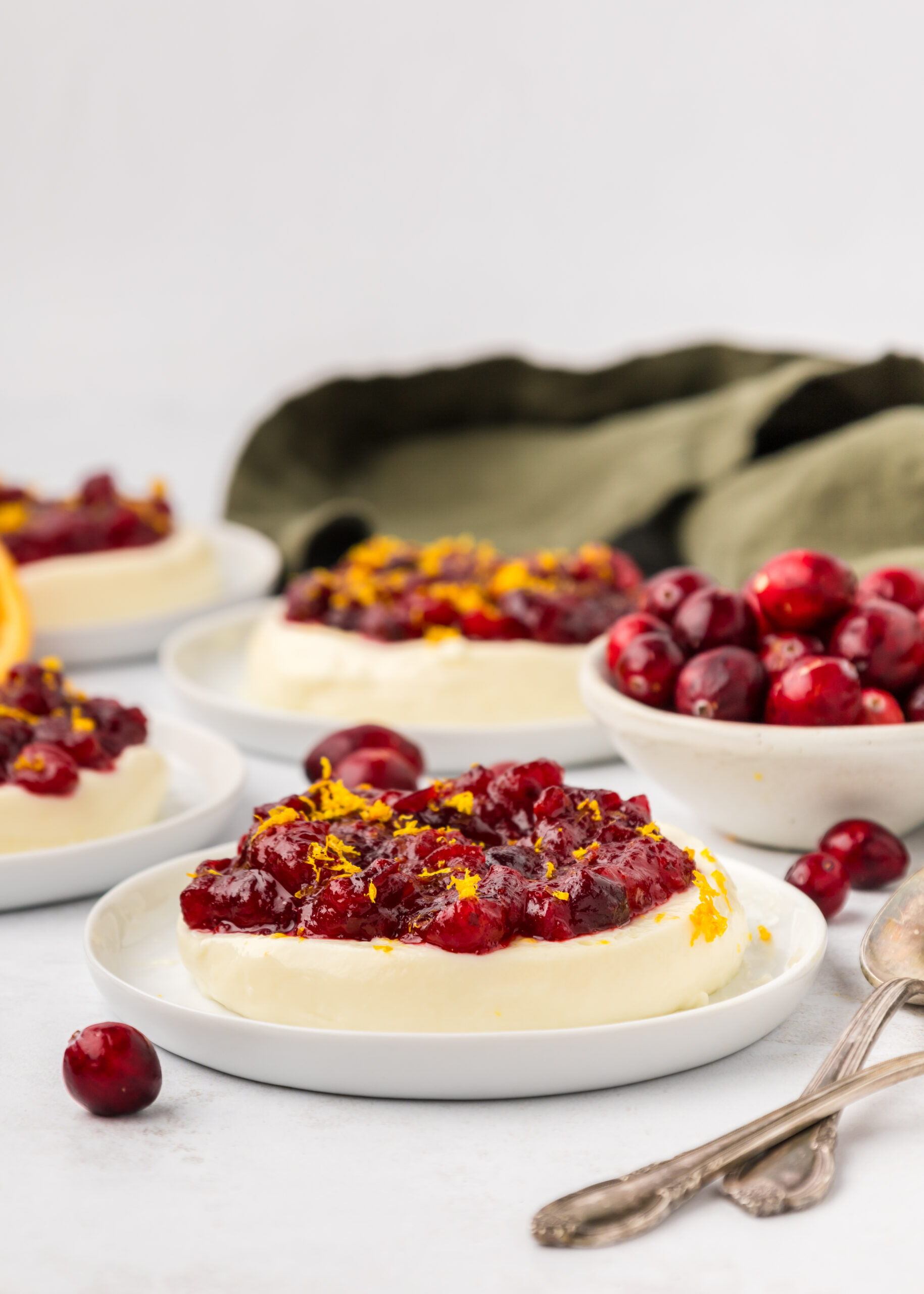 orange panna cotta with cranberry compote
