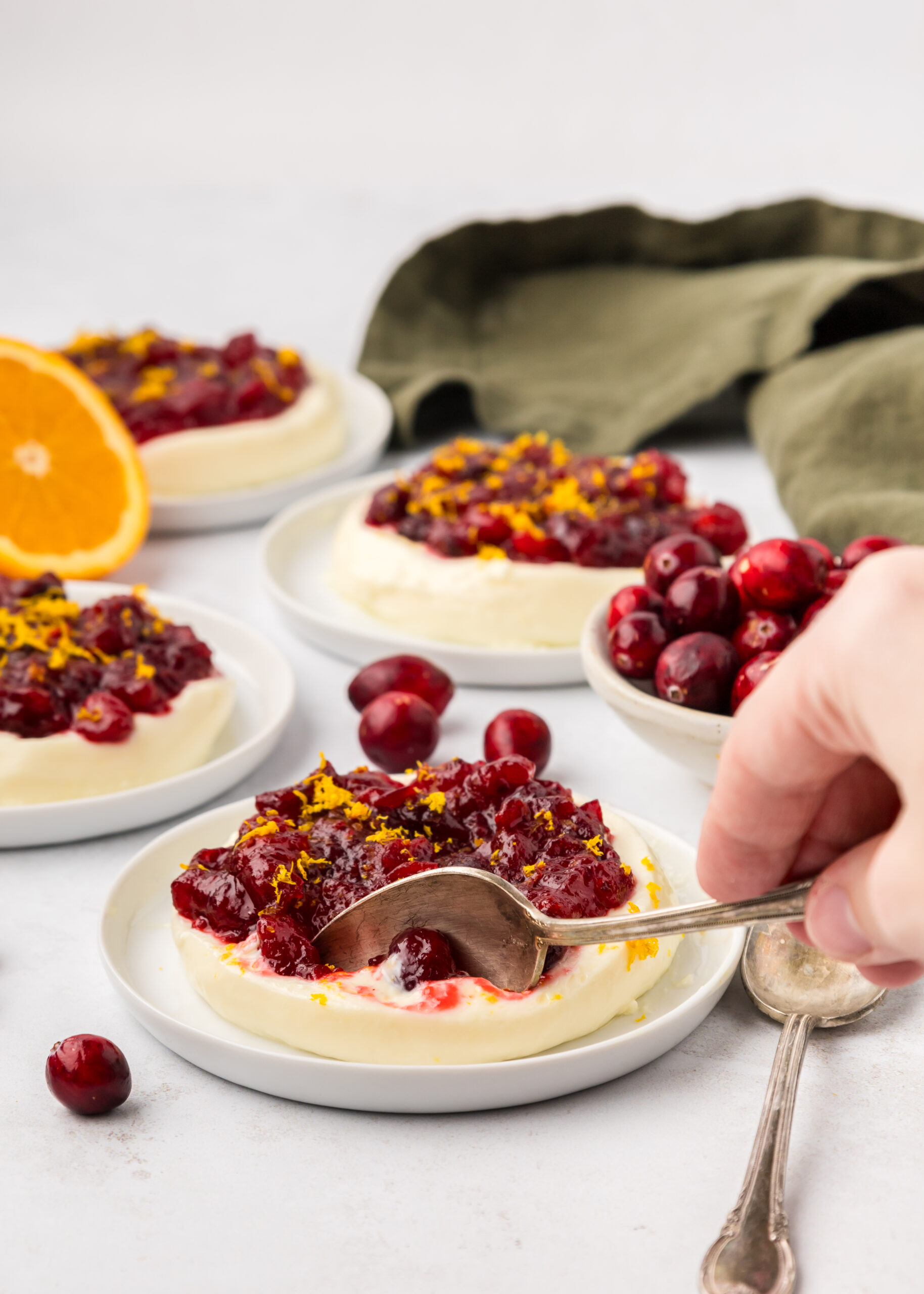orange panna cotta with cranberry compote