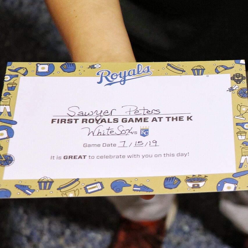 Tips for taking kids to Major League Baseball games: first timer certificate from the Kansas City Royals Kauffman Stadium