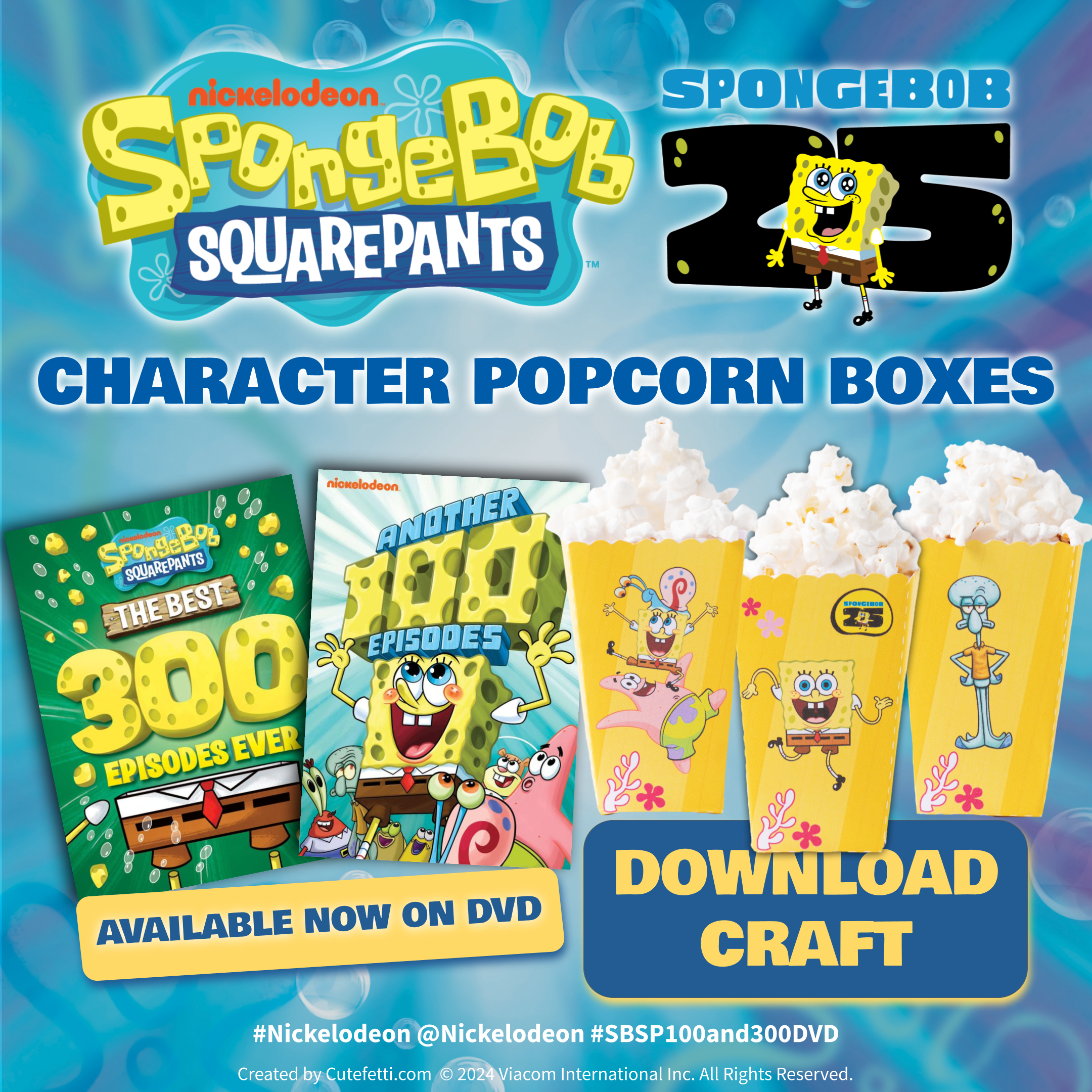 Free SpongeBob Party Printables: Popcorn Boxes