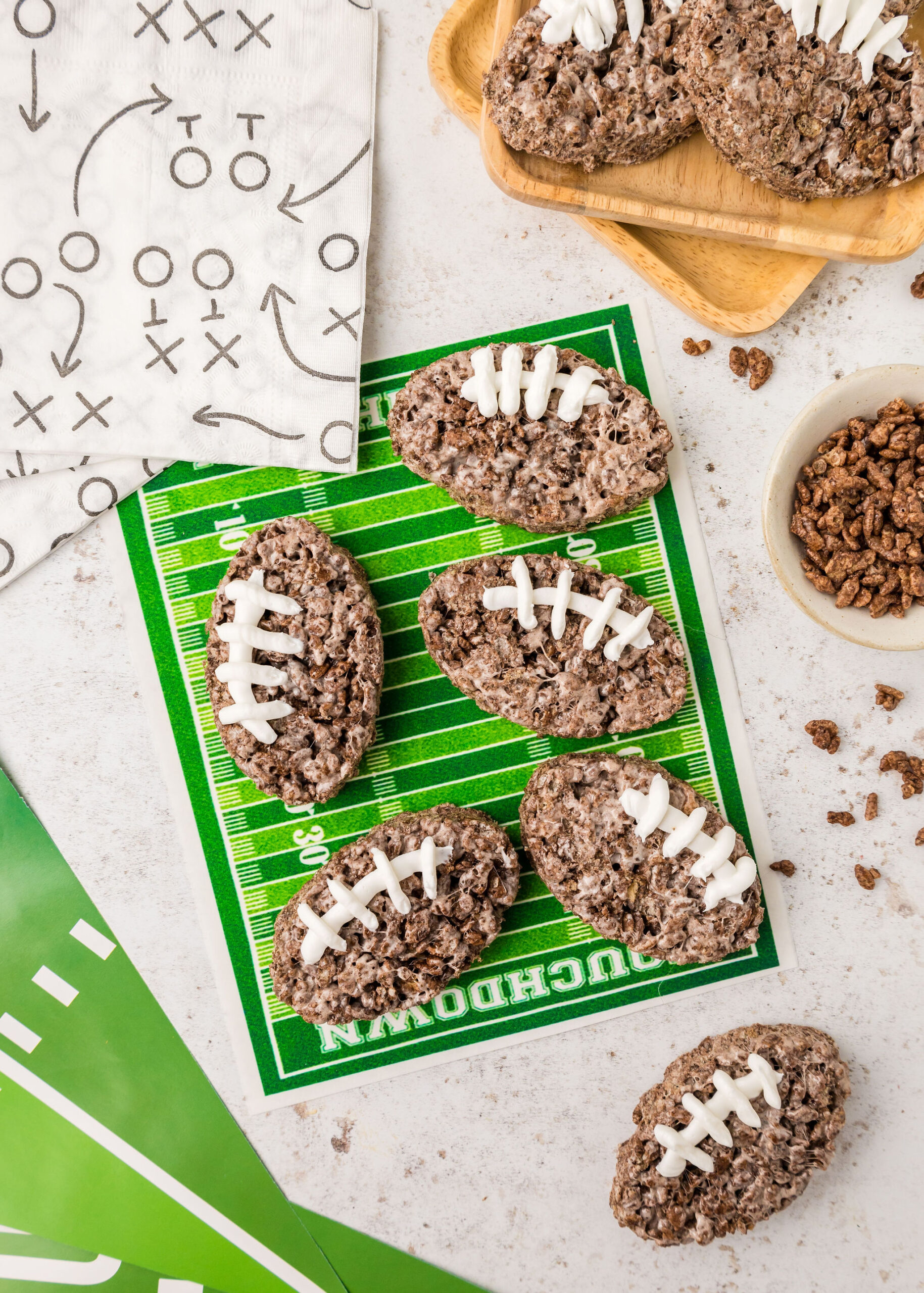 cocoa Rice Krispie football treats