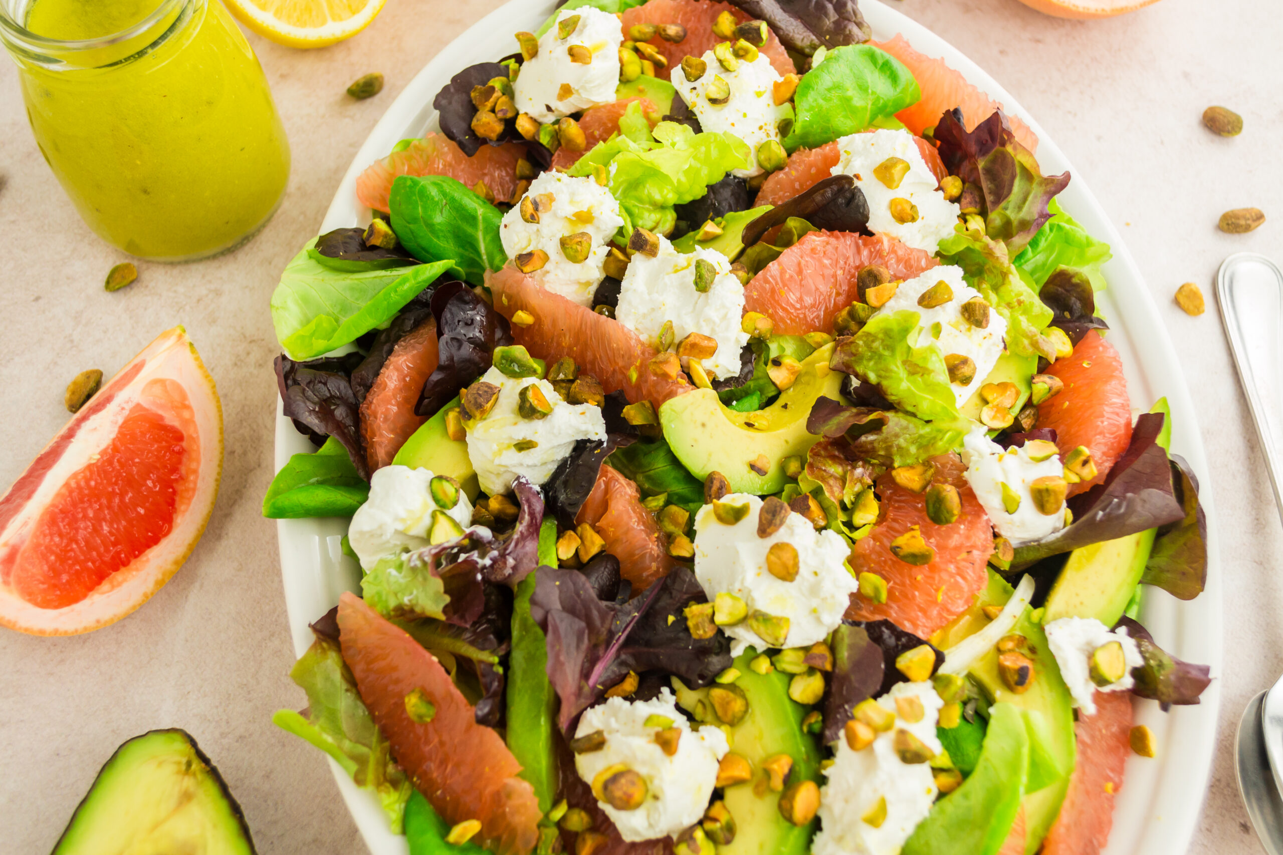 Grapefruit, Pistachios, and Goat Cheese Salad