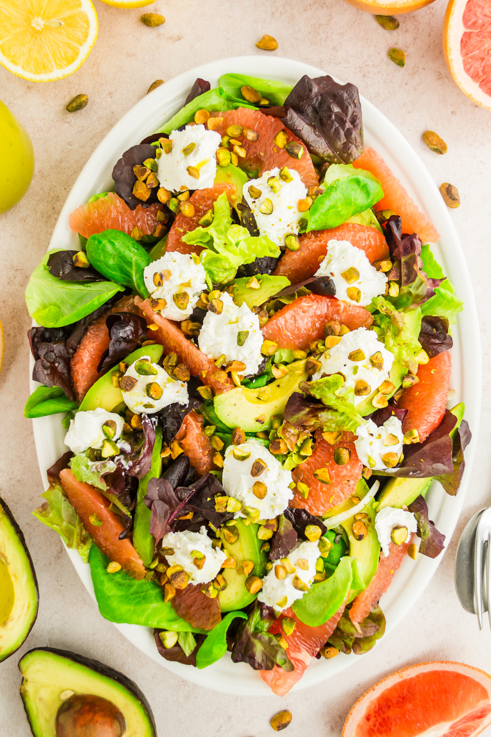 Grapefruit and Goat Cheese Salad with Pistachios