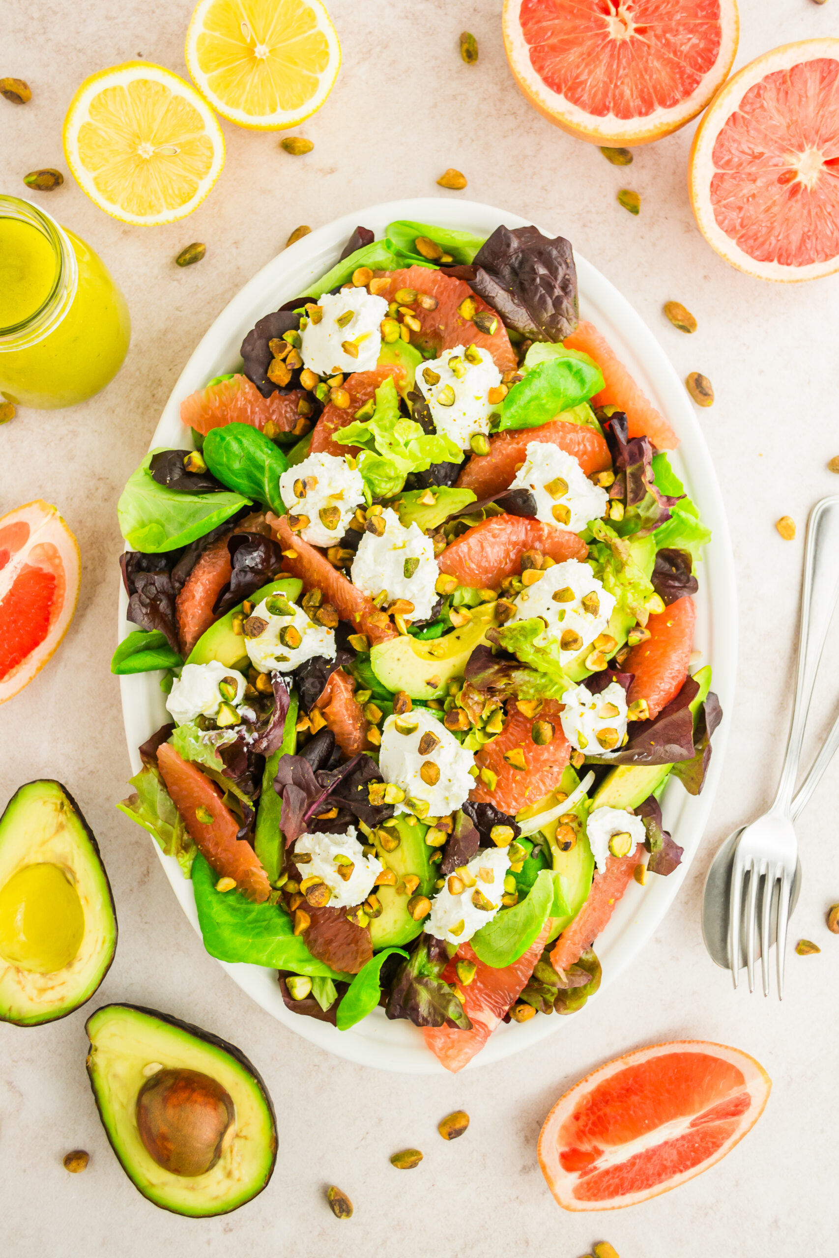 Grapefruit, Pistachios, and Goat Cheese Salad