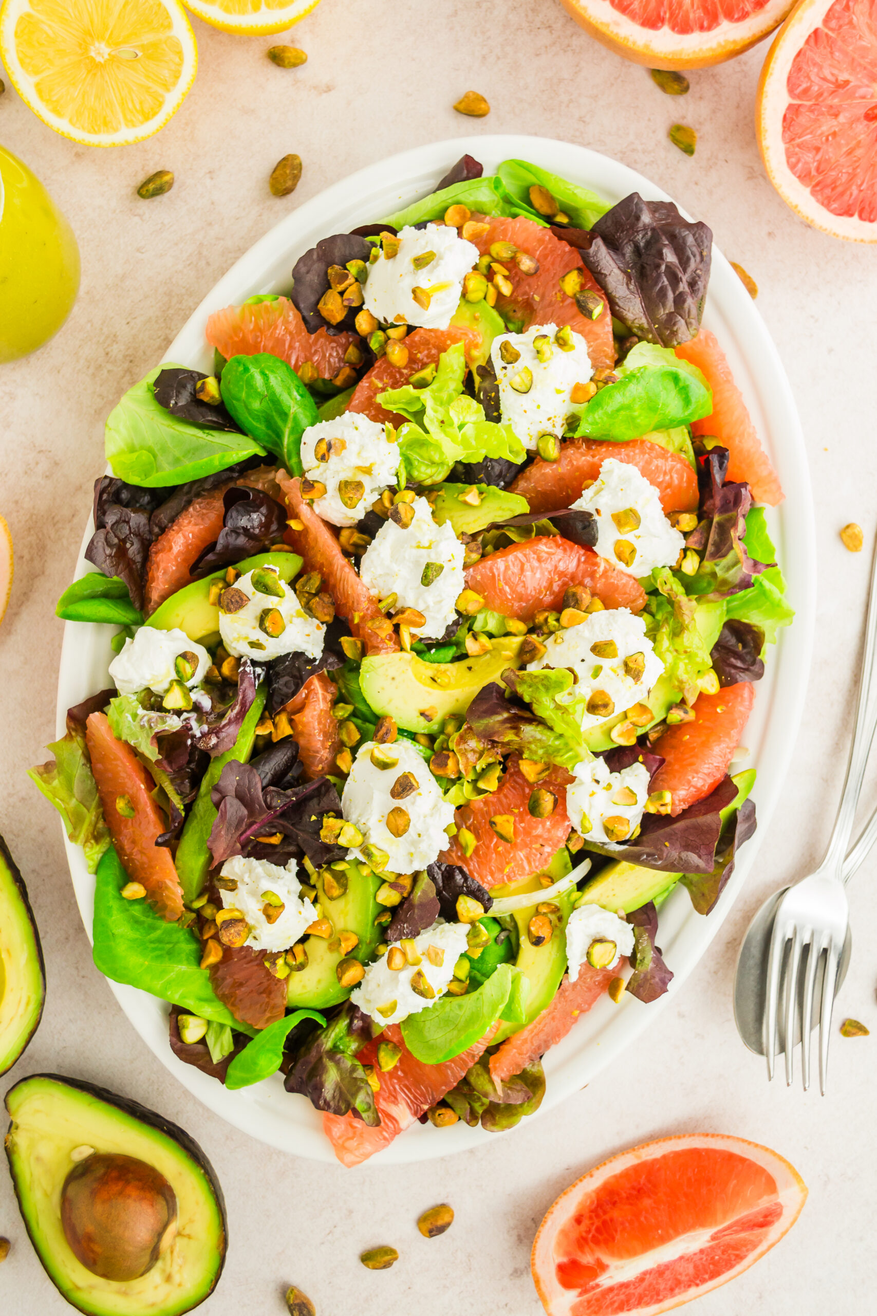 Grapefruit and Goat Cheese Salad with Pistachios