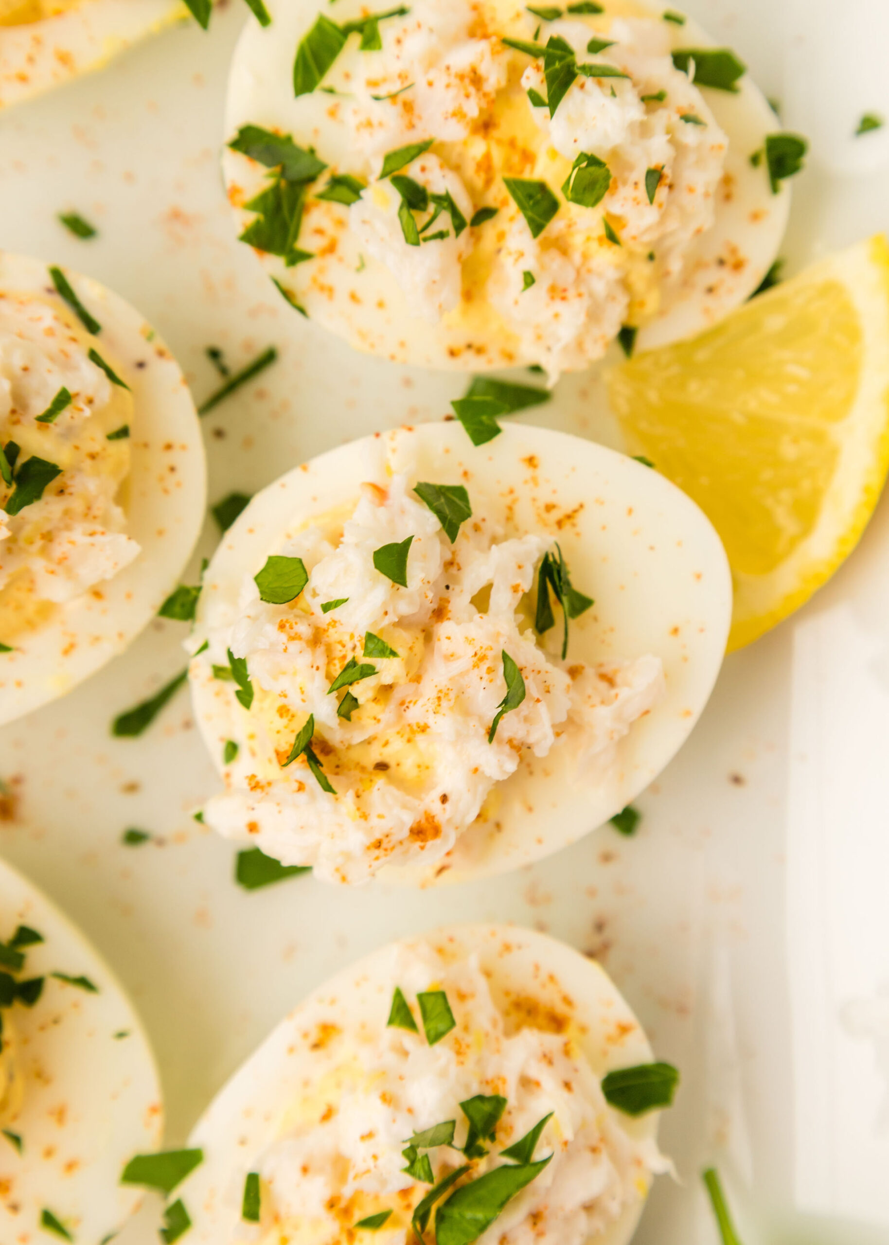 Old Bay crab deviled eggs