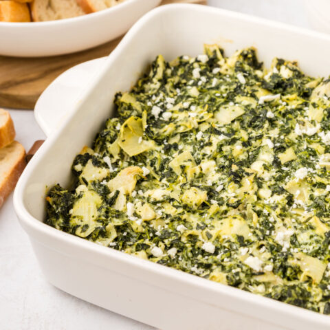 Baked Feta, Spinach, and Artichoke Dip