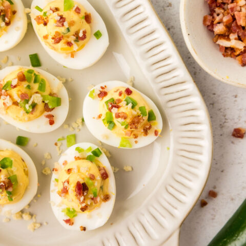 Jalapeno Popper Deviled Eggs recipe (spicy deviled eggs with jalapeno)