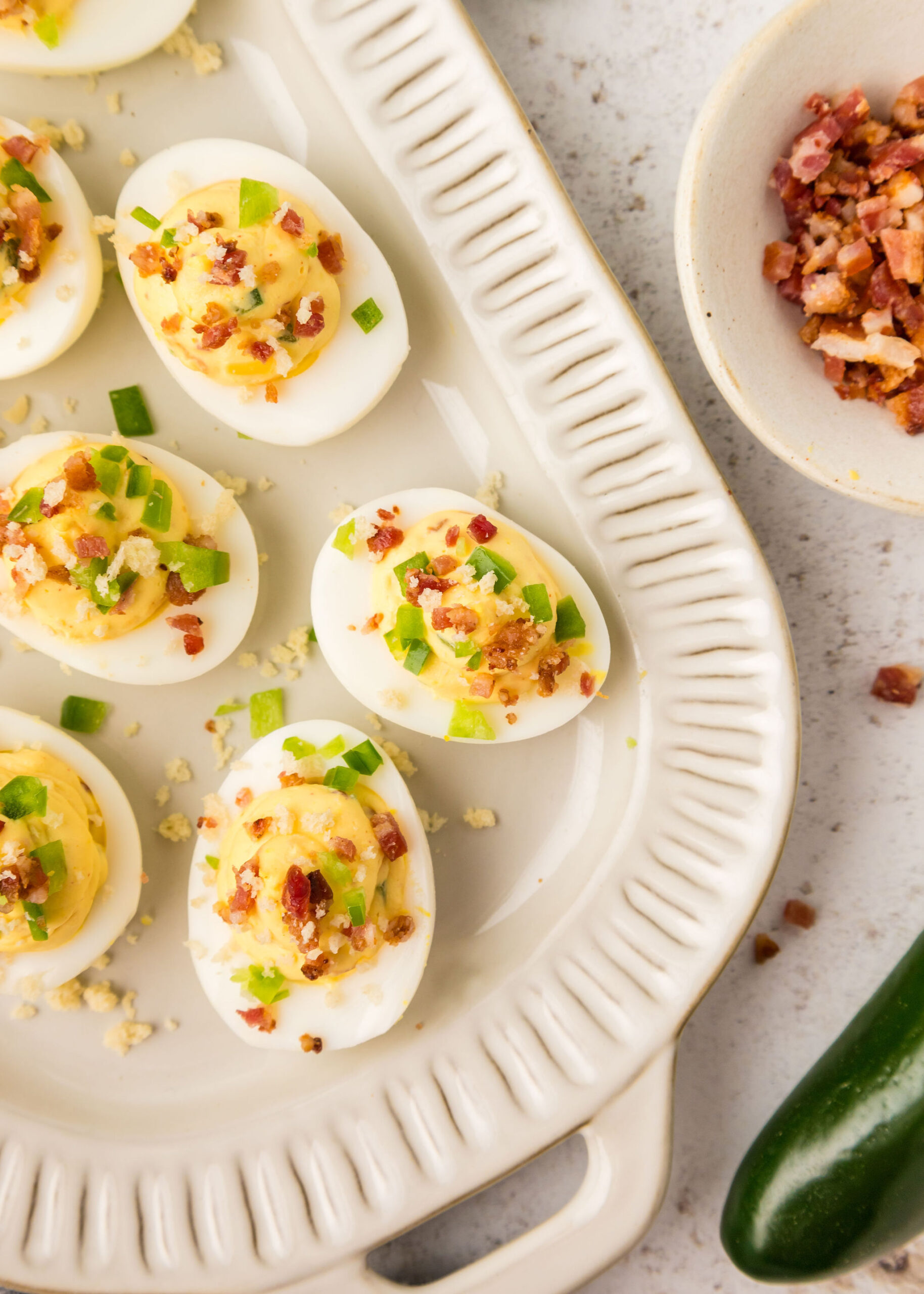Jalapeno Popper Deviled Eggs recipe (spicy deviled eggs with jalapeno)