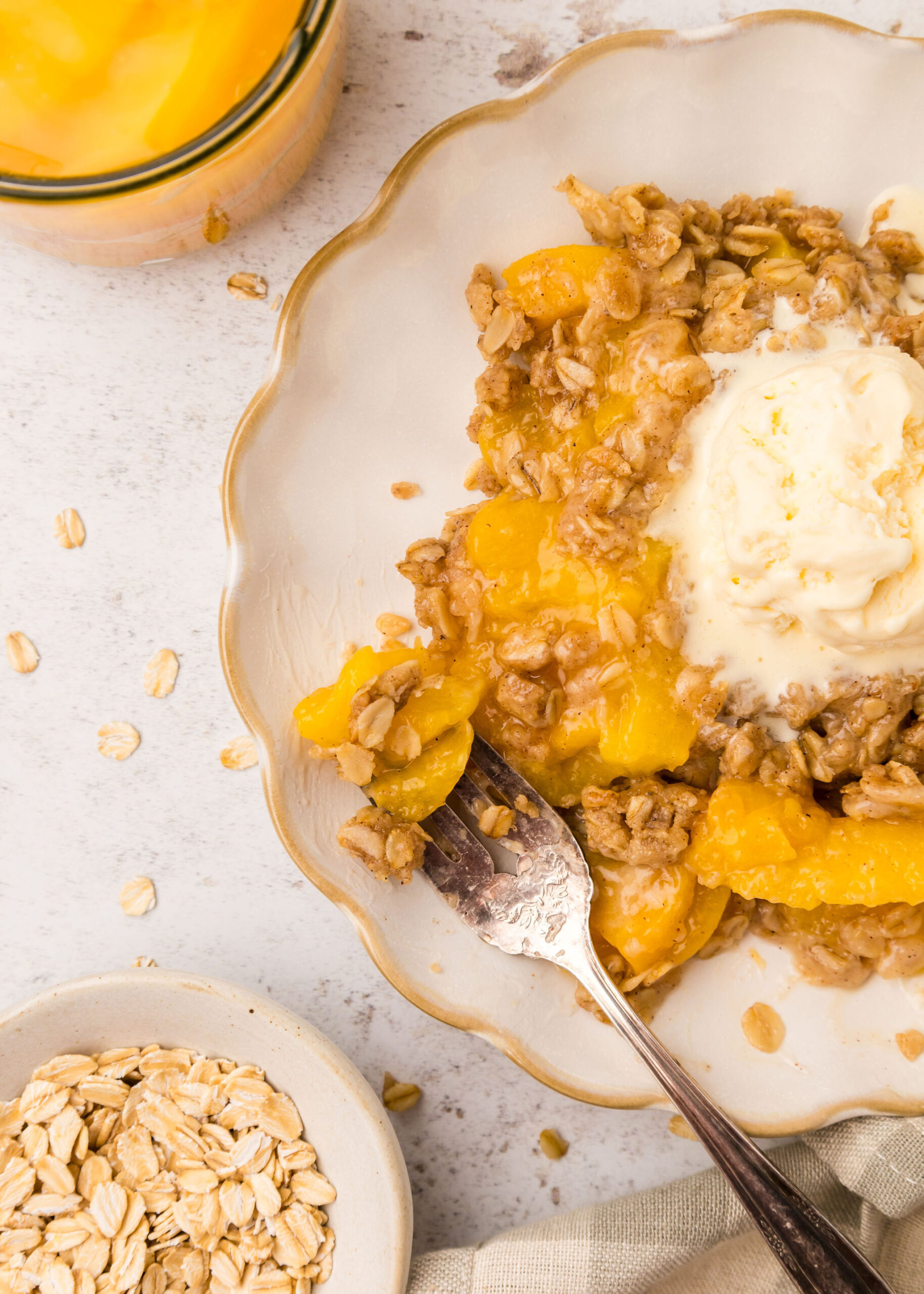 recipe for peach crisp using peach pie filling