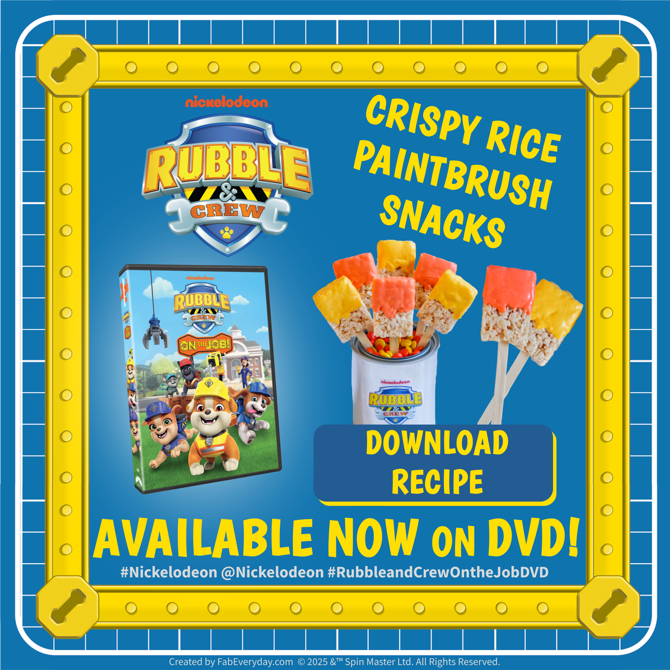 Crispy Paint Brush Treats recipe inspired by Rubble & Crew: On The Job