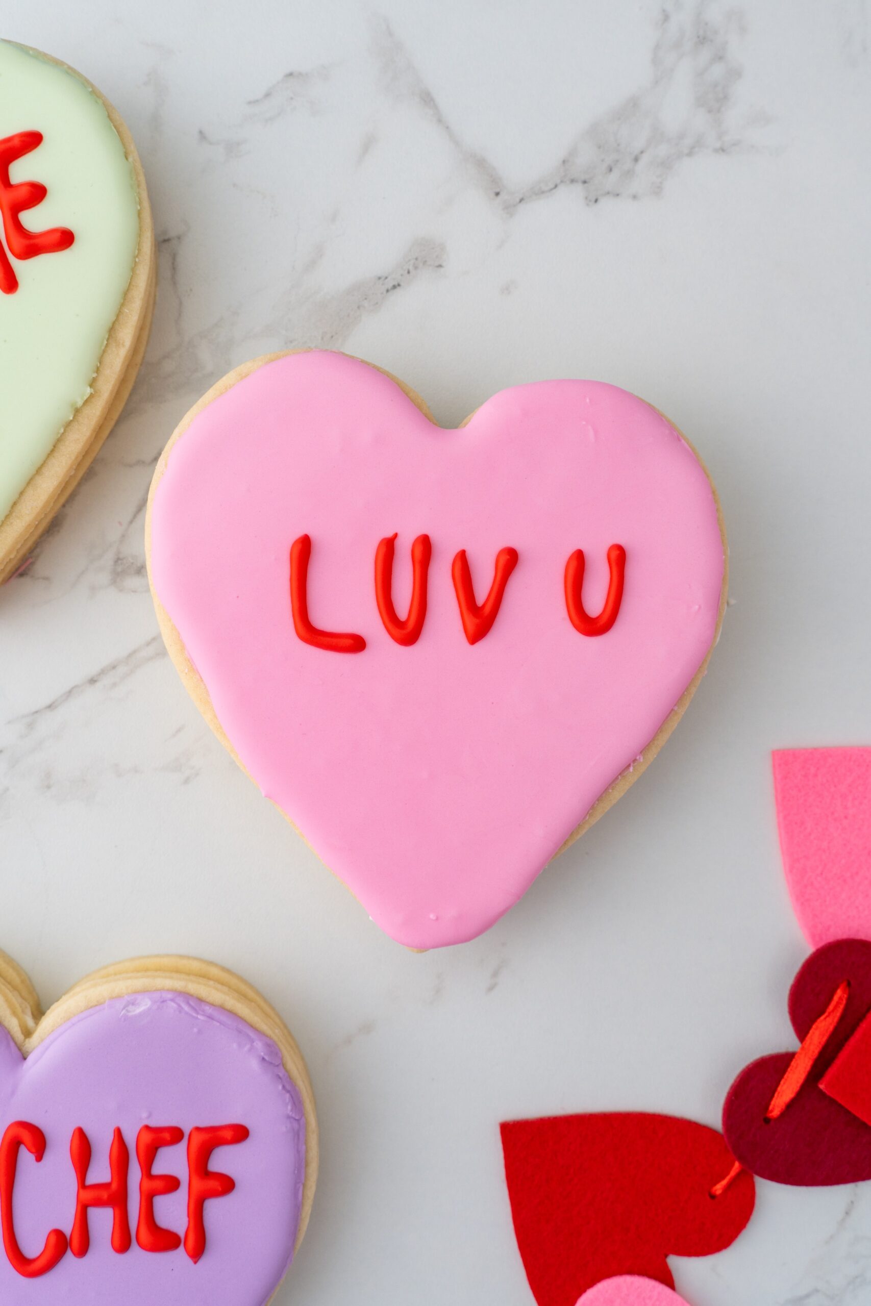 conversation heart sugar cookies
