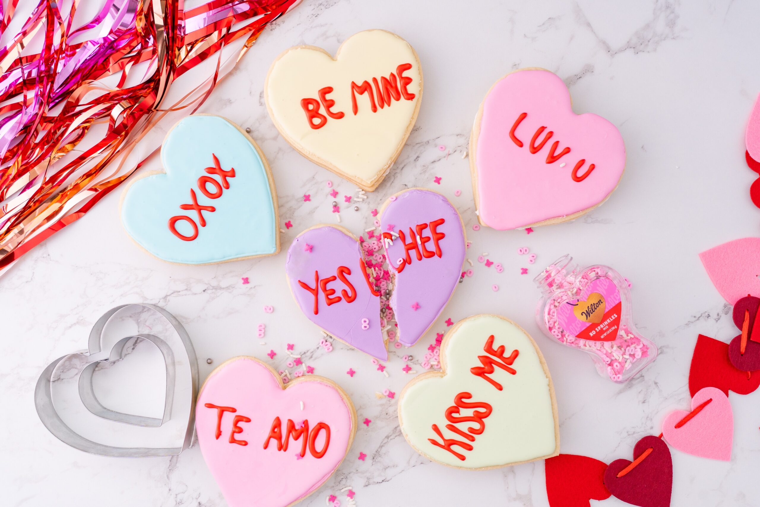 Stuffed Conversation Heart Cookies (sprinkle filled cookies)