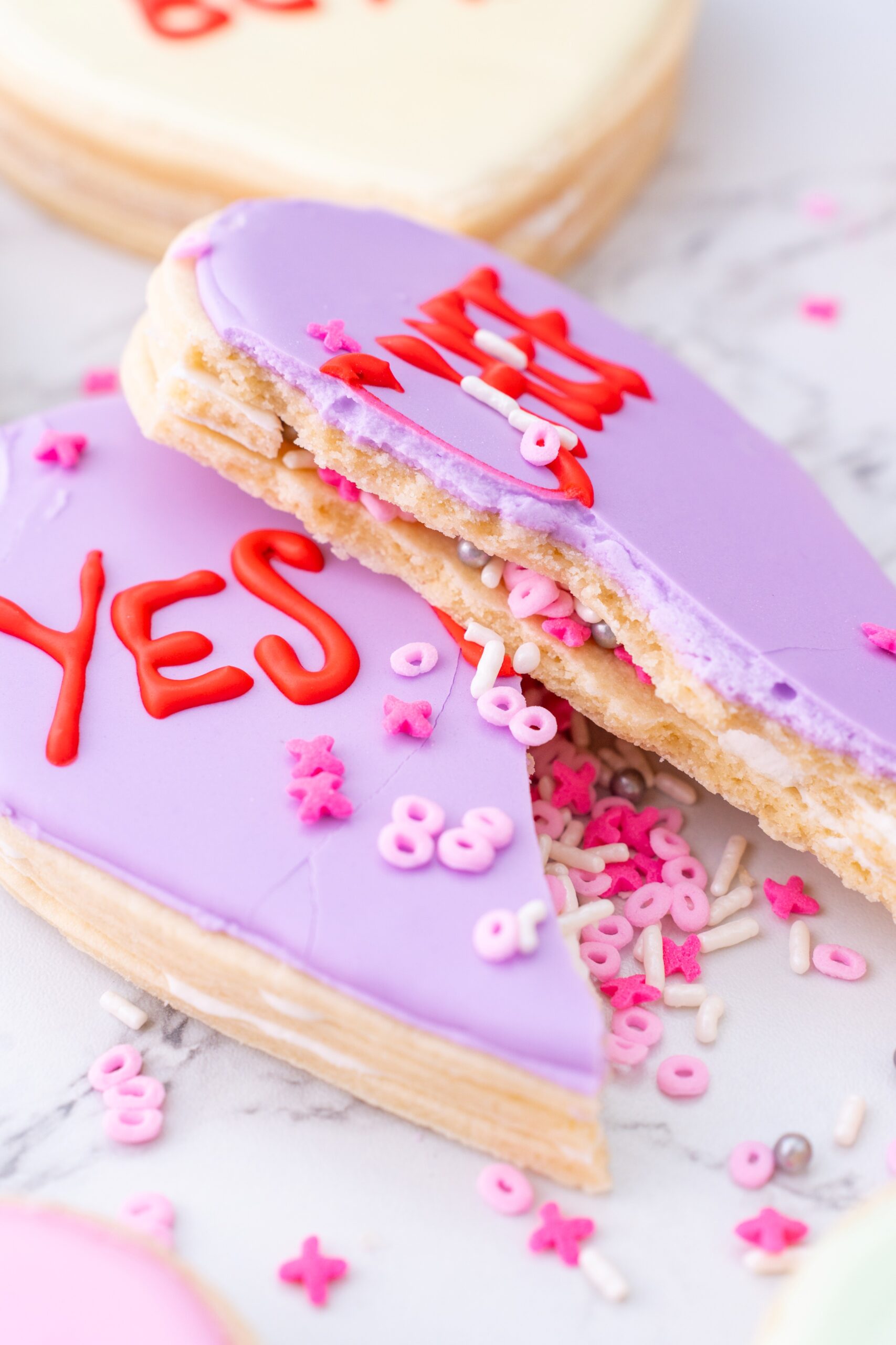 valentine's day sprinkle filled cookies