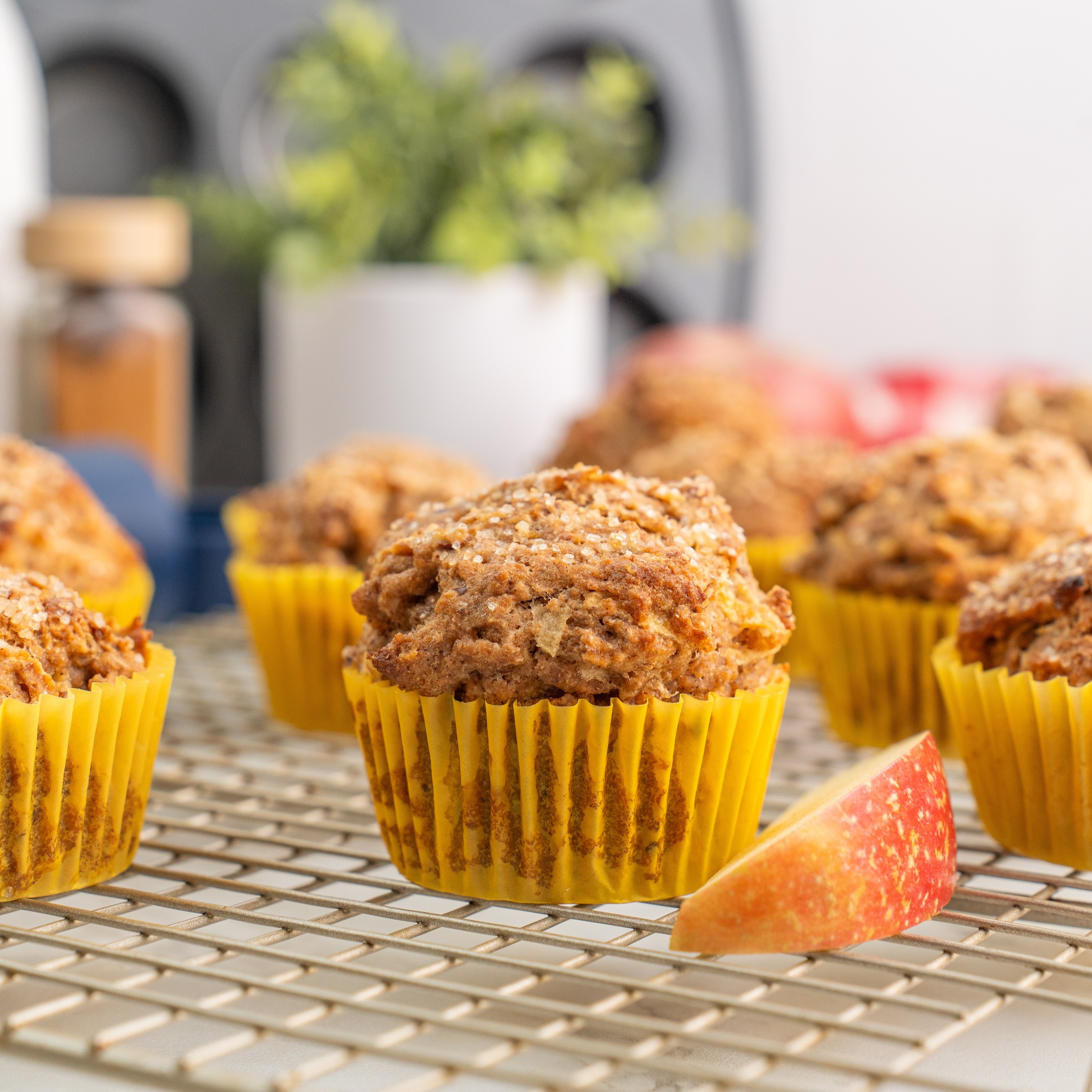 dairy free apple cinnamon muffins made with whole wheat flour