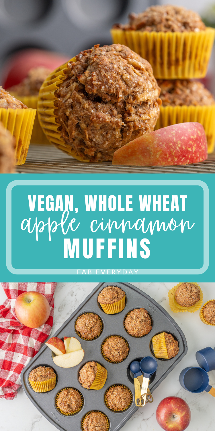 Whole Wheat Vegan Apple Cinnamon Muffins (dairy-free apple muffins recipe)