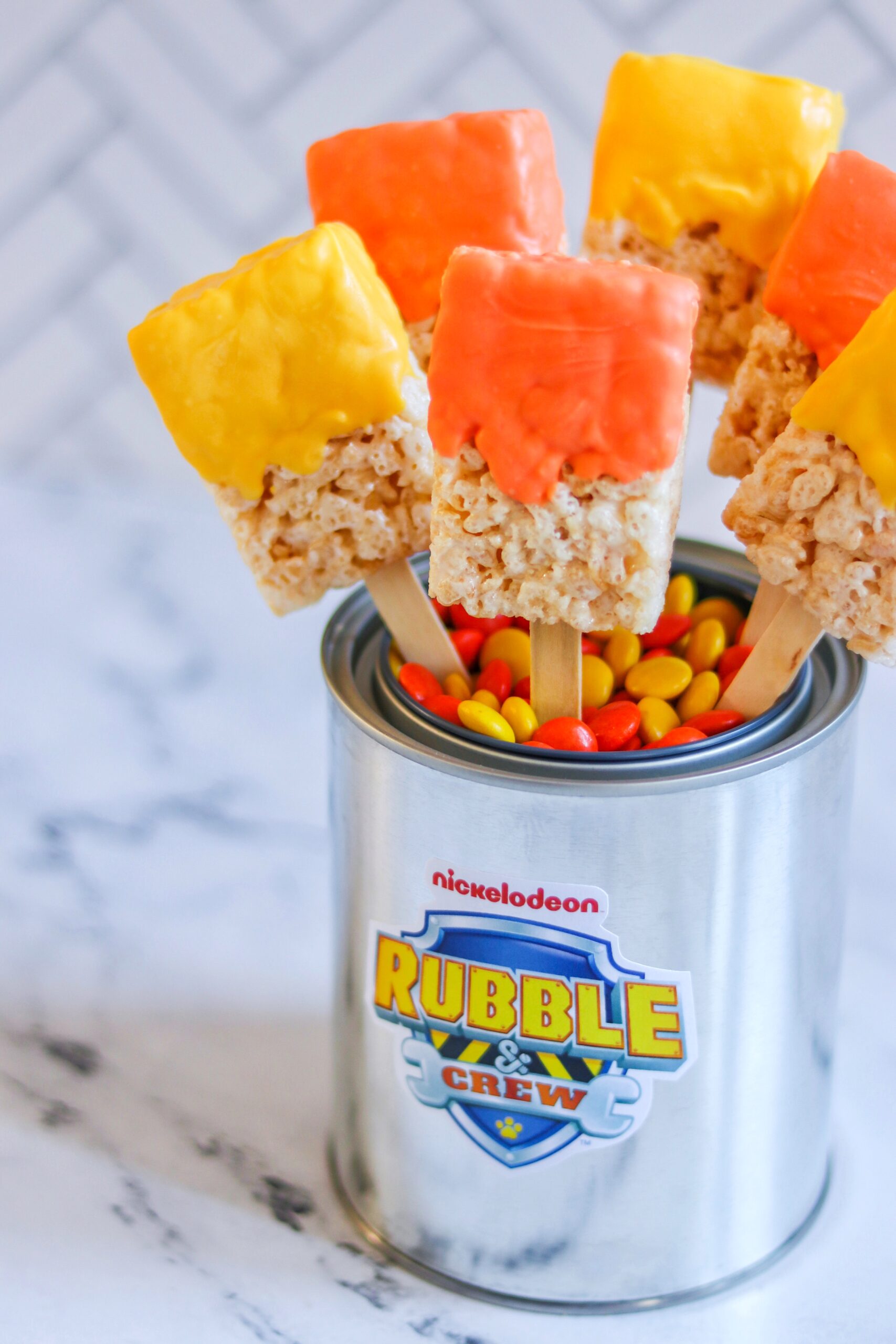 paint brush rice krispie treats recipe for a construction birthday party