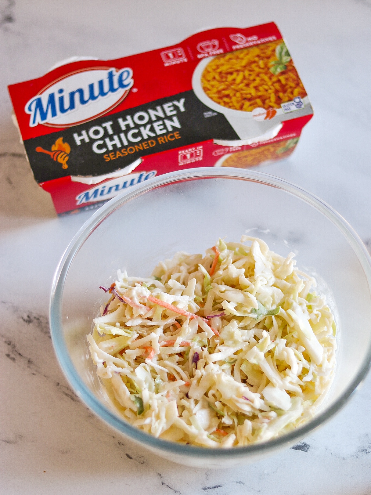 hot honey chicken and rice recipe with homemade coleslaw