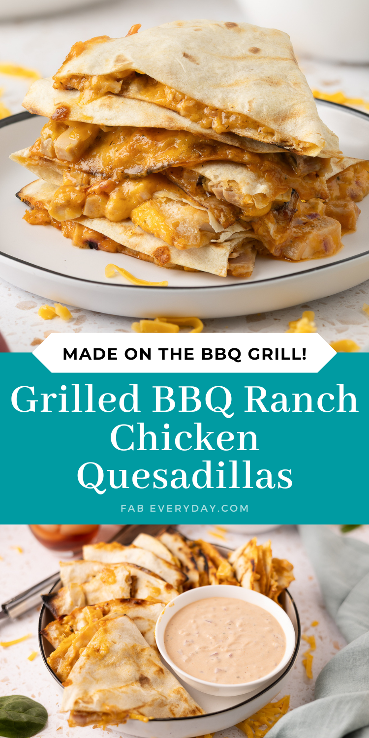 Grilled BBQ Ranch Chicken Quesadillas