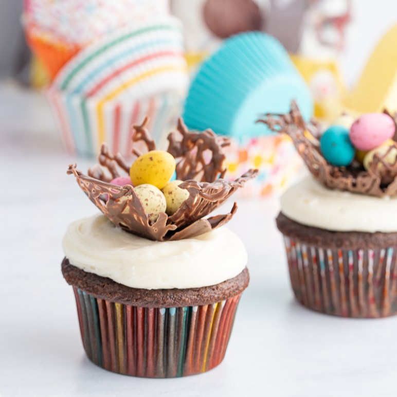 Easter Bird Nest Cupcakes made with Candy Melts
