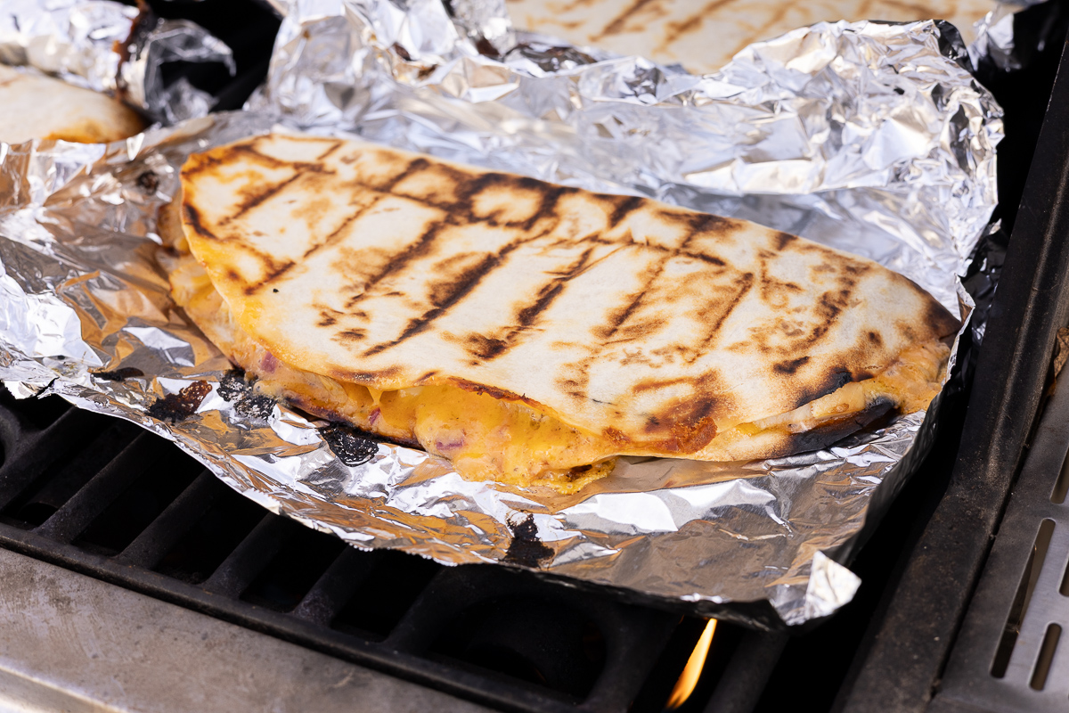 chicken quesadillas on the grill
