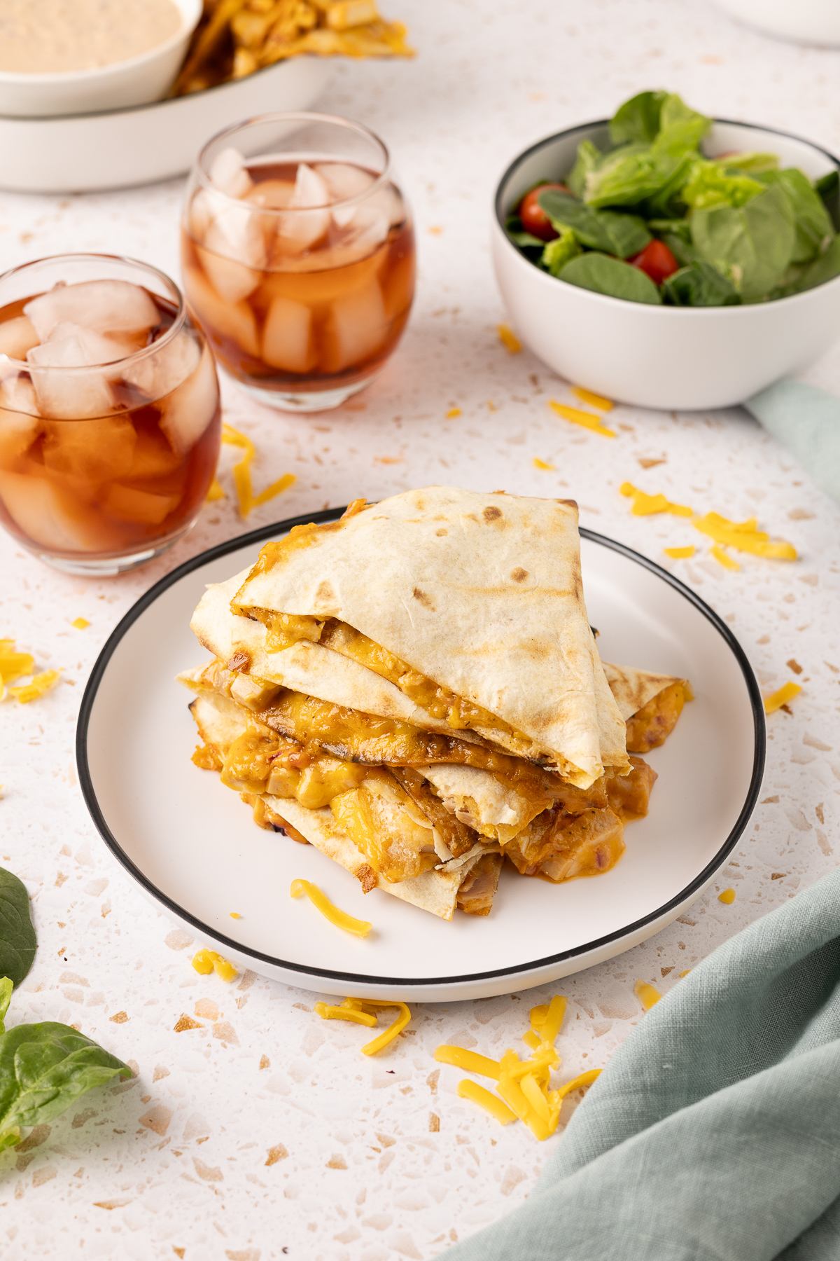 BBQ ranch chicken quesadillas