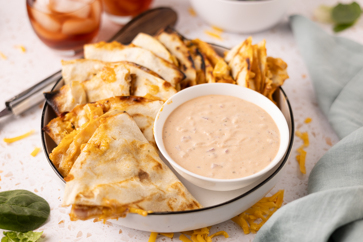 BBQ ranch grilled chicken quesadillas