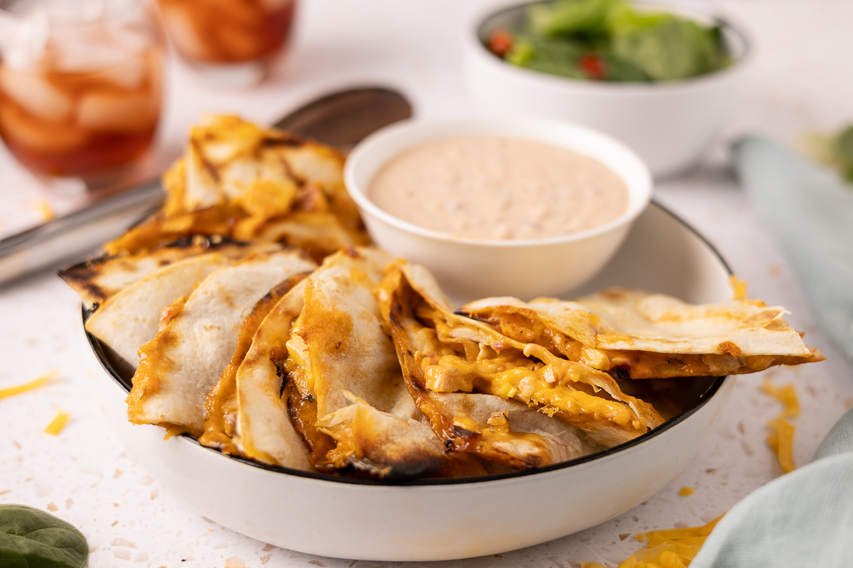 Grilled BBQ Ranch Chicken Quesadillas