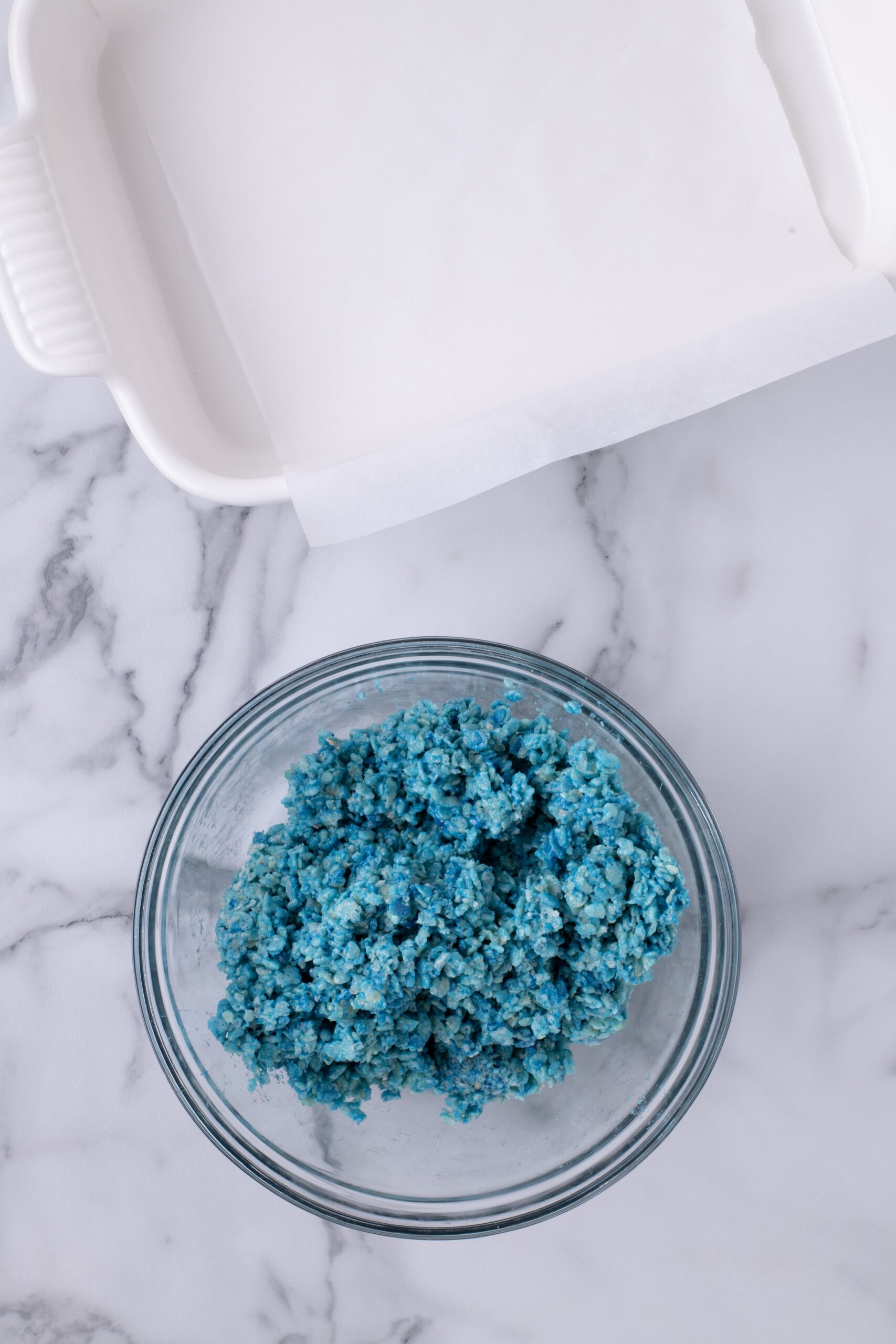 red white and blue Rice Krispie treats