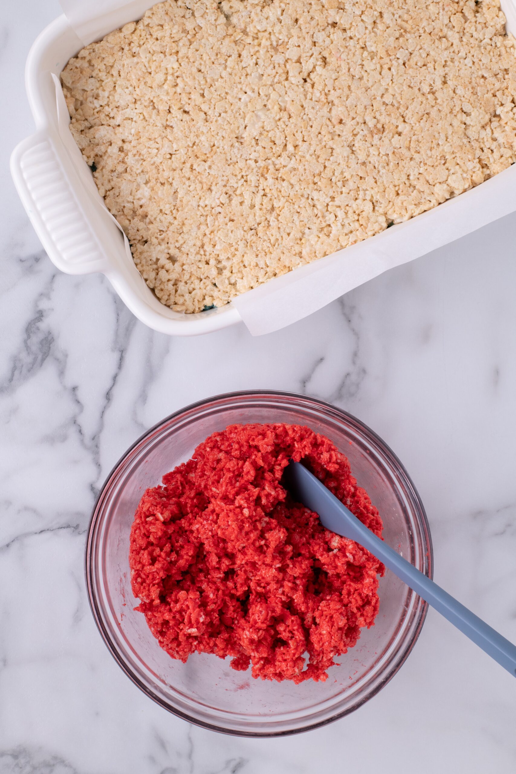 red white and blue Krispie treats for the 4th of July