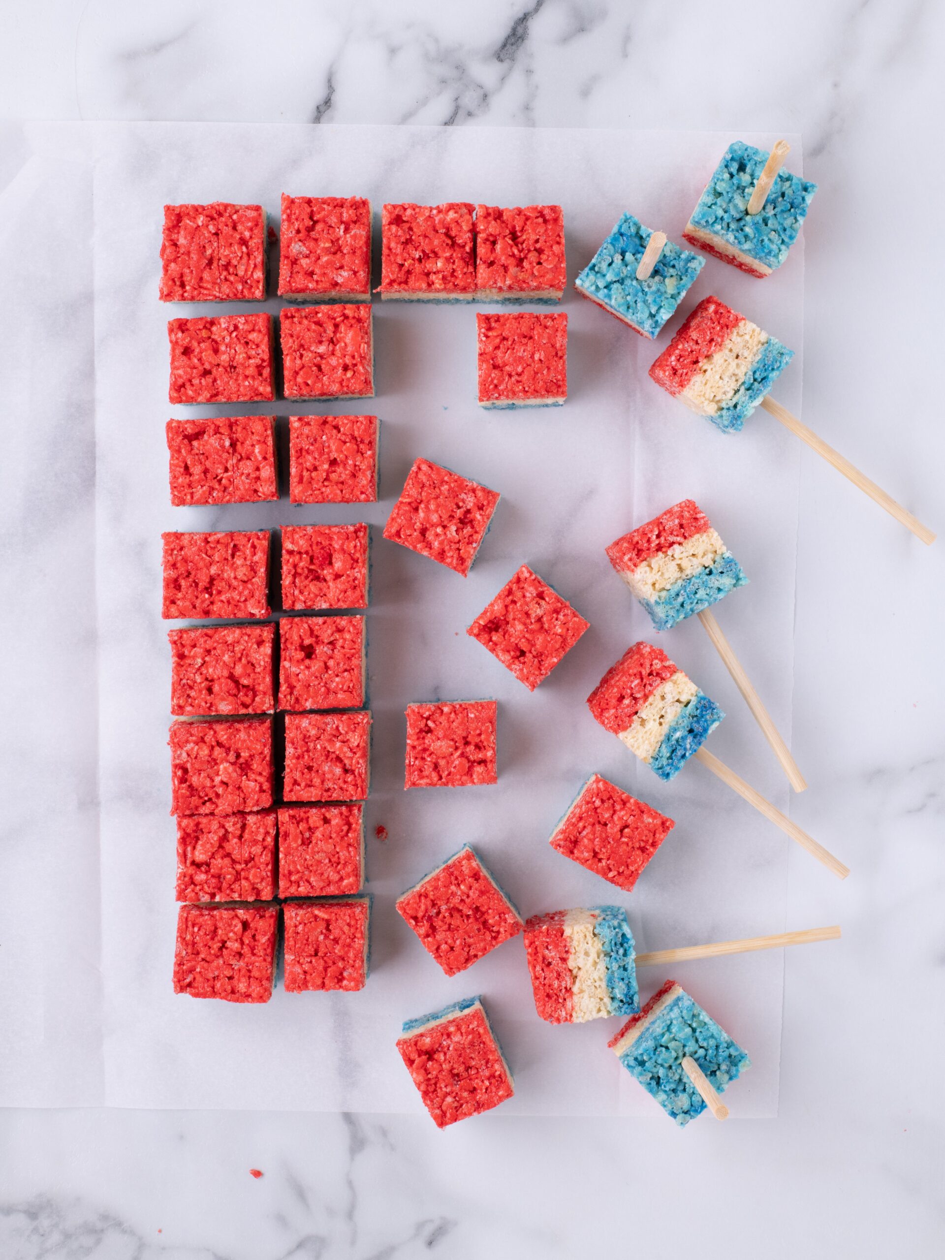 4th of July Rice Krispie Treats on a stick