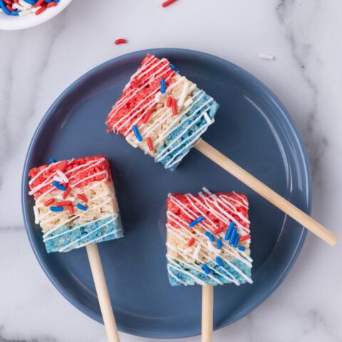 4th of July Rice Krispie Treats (red, white, and blue Krispie treats flavored with Jello)