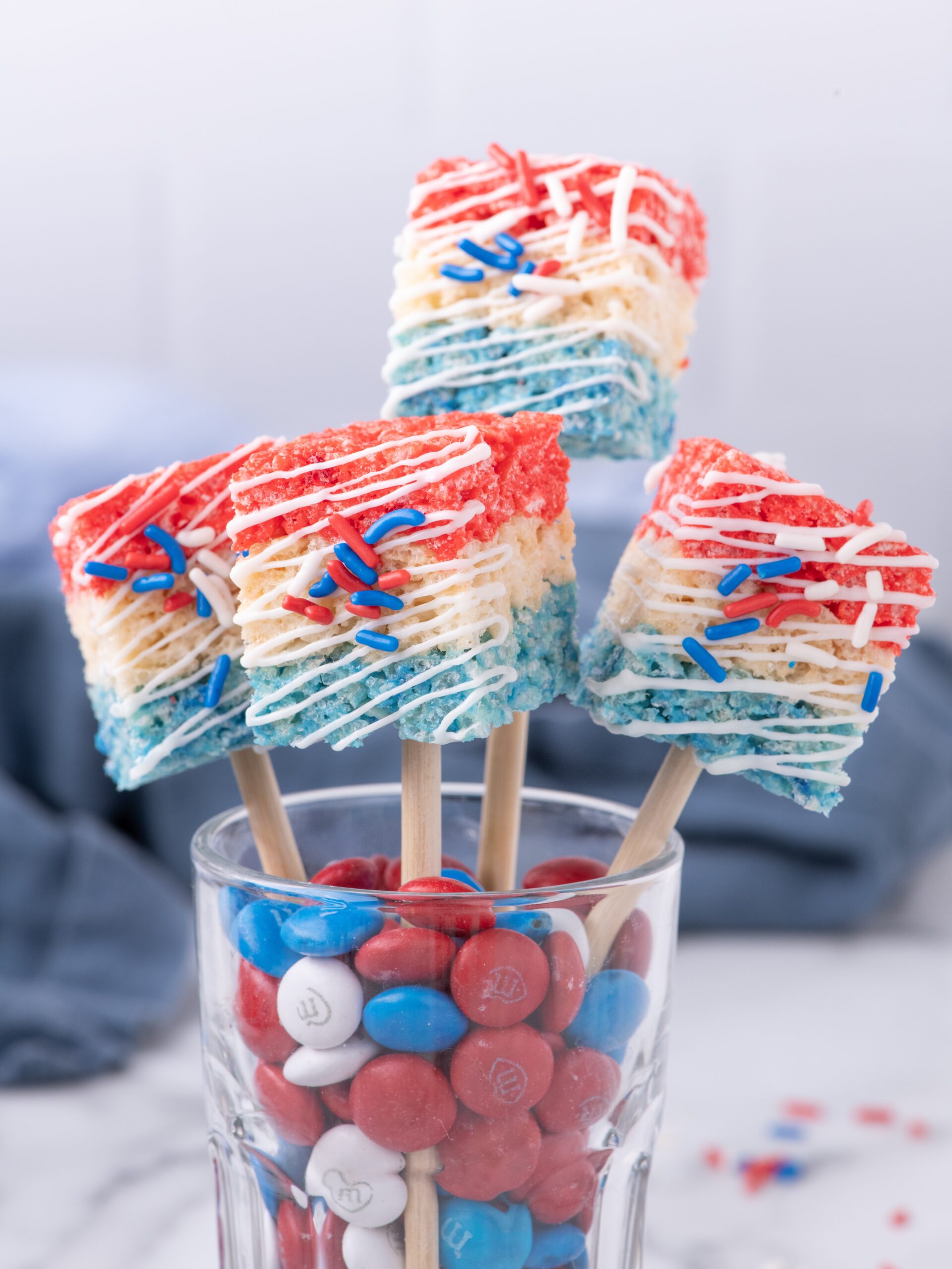 4th of July Rice Krispie Treats on a stick