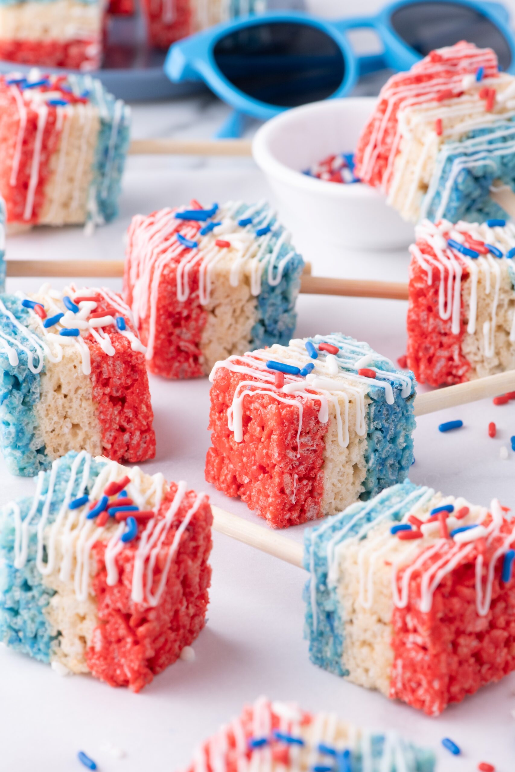 4th of July Rice Krispie Treats on a stick