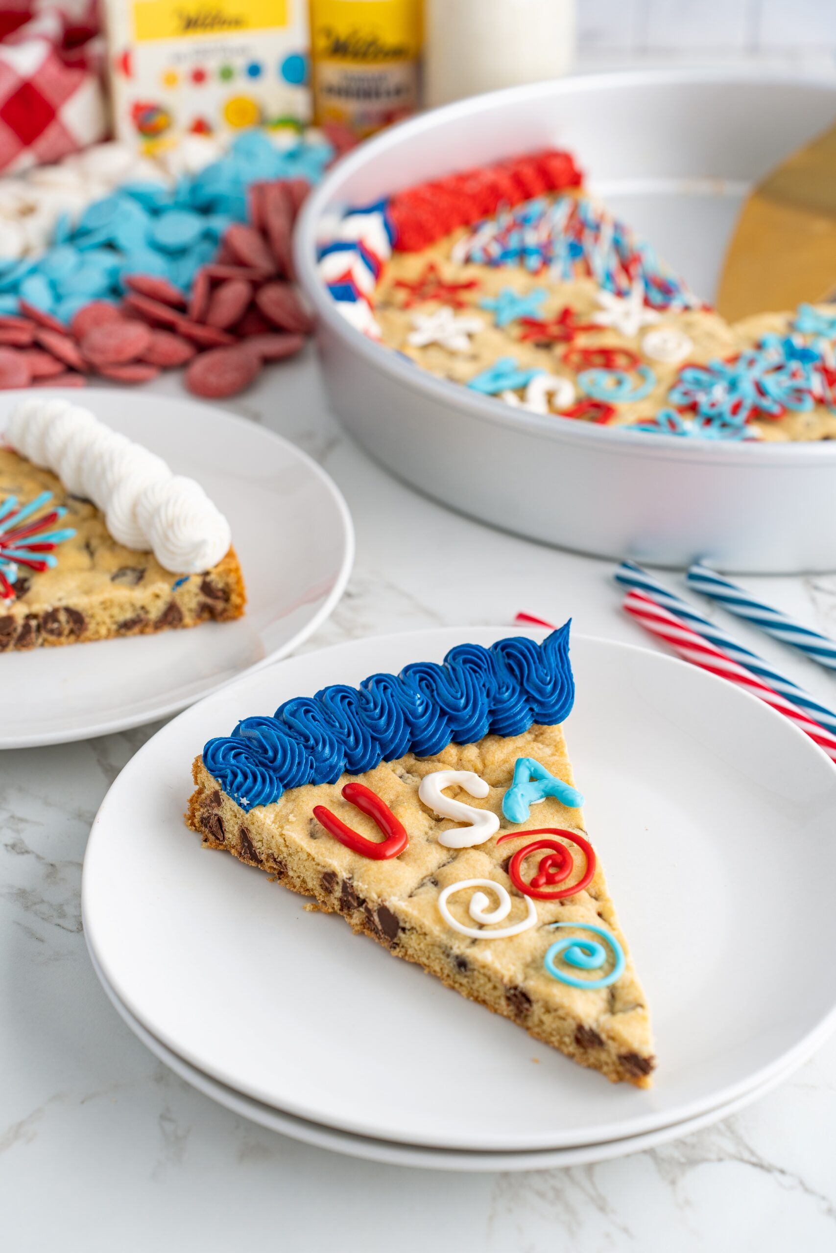 4th of July Cookie Cake (red white and blue cookie cake)