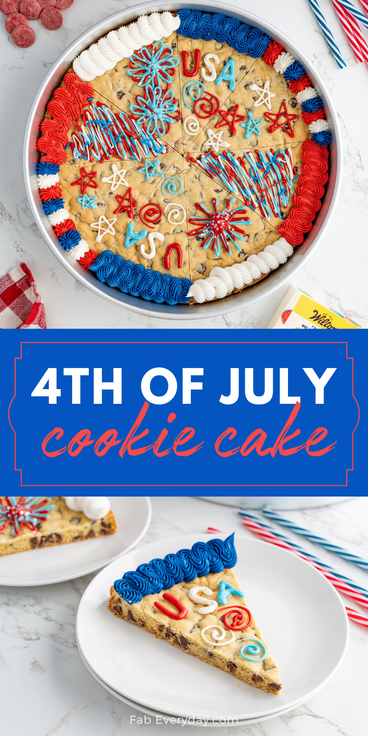 4th of July Cookie Cake (red, white, and blue patriotic cookie cake)