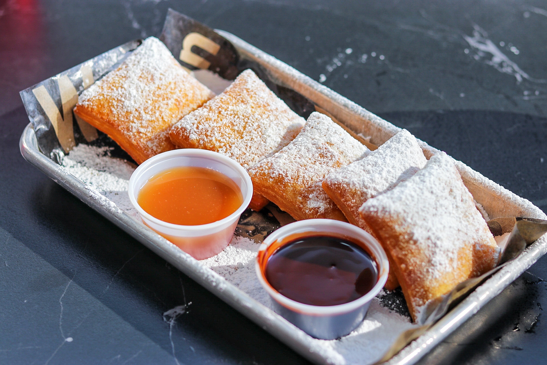 Beignets from Rosie's on the Roof at Higgins Hotel New Orleans